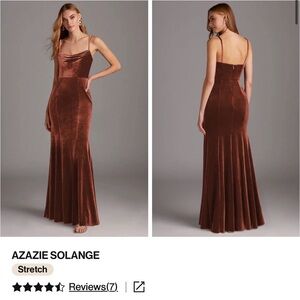 Azazie A8 Solange Terracotta Velvet Dress
